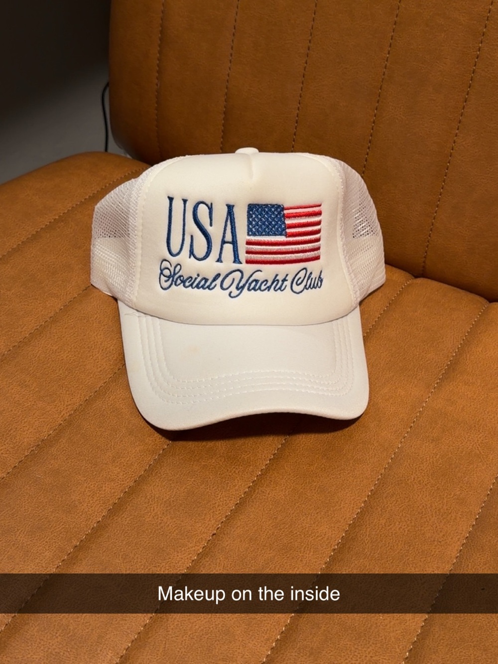 USA Social Yacht Club White Mesh Trucker Hat